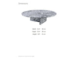 Saturnia Blue-Grey Marble Coffee Table dimensions: 35.4 in wide, 35.4 in deep, 9.8 in high