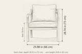 Savoca club chair dimensions: 25.98 in wide, 28.74 in high, seat 16.4 in
