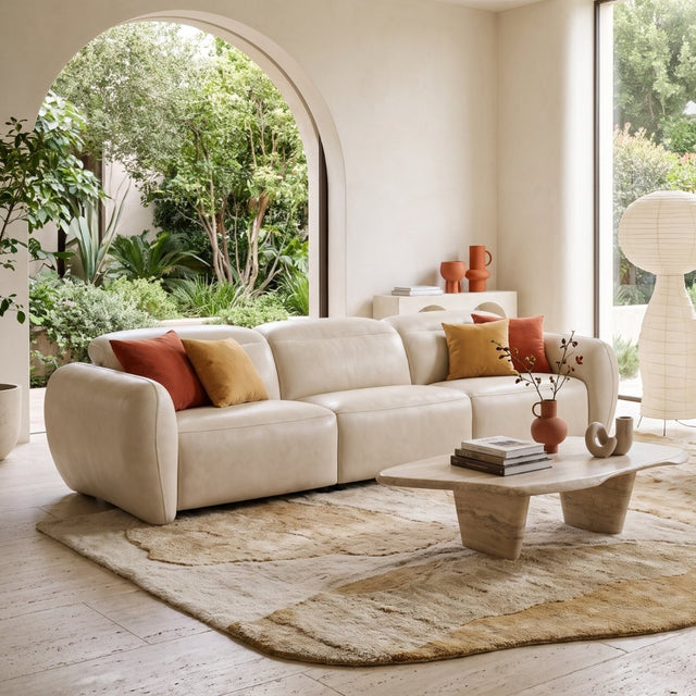 Savona leather recliner sofa in a modern living room