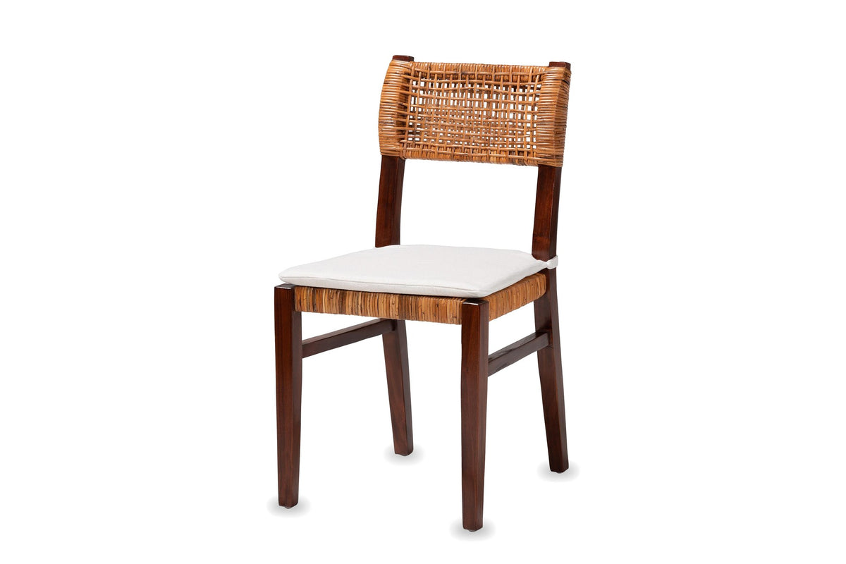 Scalea Rattan and Mahogany Dining Chair on a white background