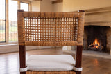 Close-up of the Scalea Rattan and Mahogany Dining Chair: weave