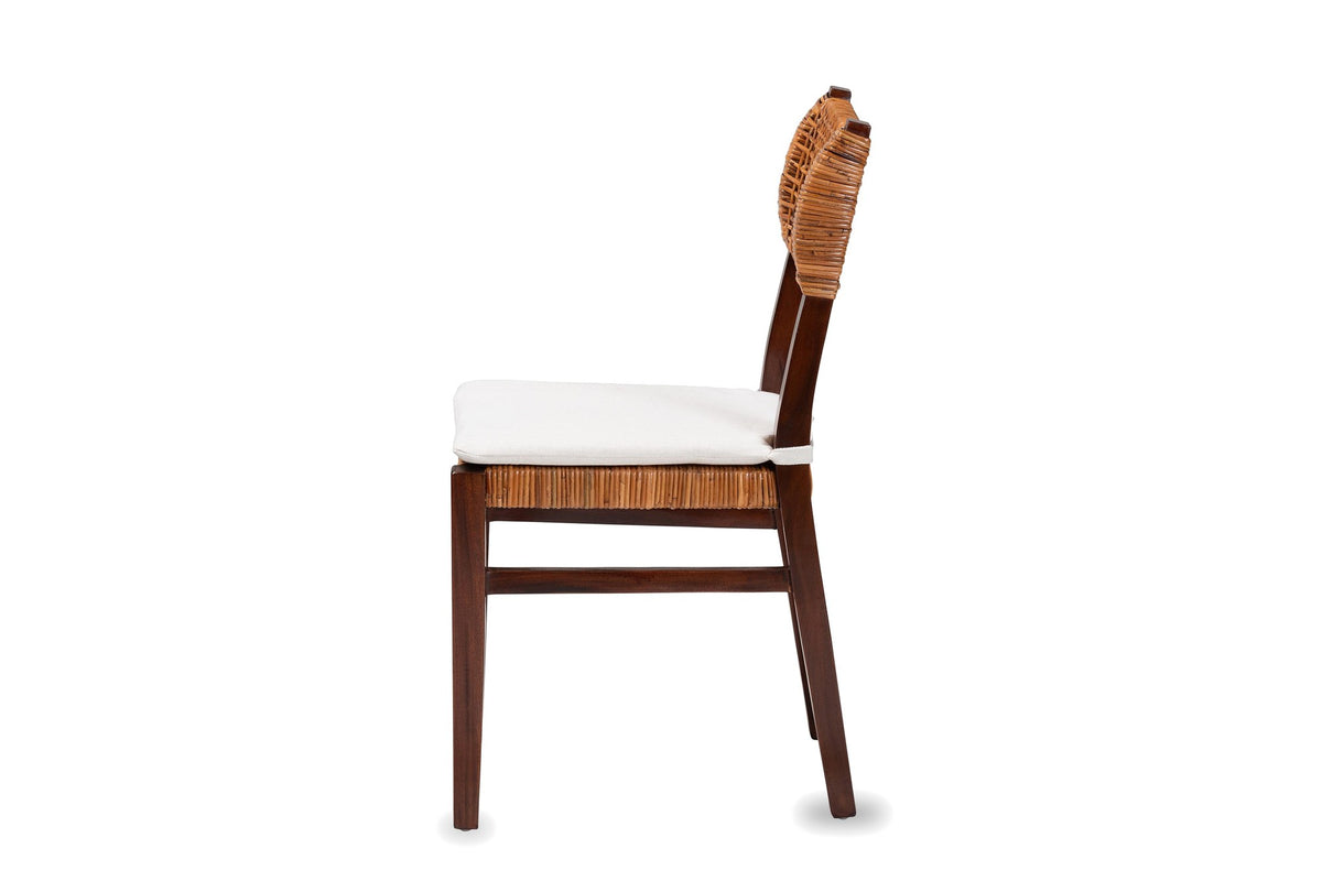 Scalea Rattan and Mahogany Dining Chair, side view