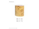 Scapoli Burl Veneer Oval Pillar Side Table dimensions: 19.0 in wide, 15.0 in deep, 20.0 in high