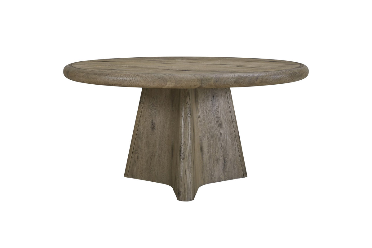 Scigliano 60-Inch Round Knotty Oak Veneer Pedestal Dining Table on a white background