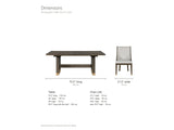 Scilla 75.5 to 95.5-Inch Sunburst Oak Extending Dining Set with 4 Armchairs dimensions: table 75.5 in long closed and 95.5 in long with the 20-in leaf, 42 in deep and 30 in high, 28.5 in clearance under the top; each armchair 21.5 in wide, 25.5 in deep and 36.5 in high, seat 19.5 in high