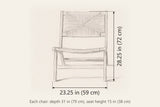 Scopello lounge chair dimensions: 23.25 in wide, 28.25 in high, 31 in deep, seat height 15 in (per chair)