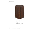 Senise Walnut Mango Fluted Drum Side Table dimensions: 16.0 in wide, 16.0 in deep, 20.0 in high