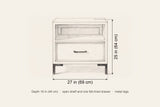 Sennori nightstand dimensions: 27 in wide, 25 in high, 18 in deep
