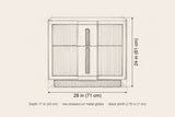 Senorbi nightstand dimensions: 28 in wide, 24 in high, 17 in deep