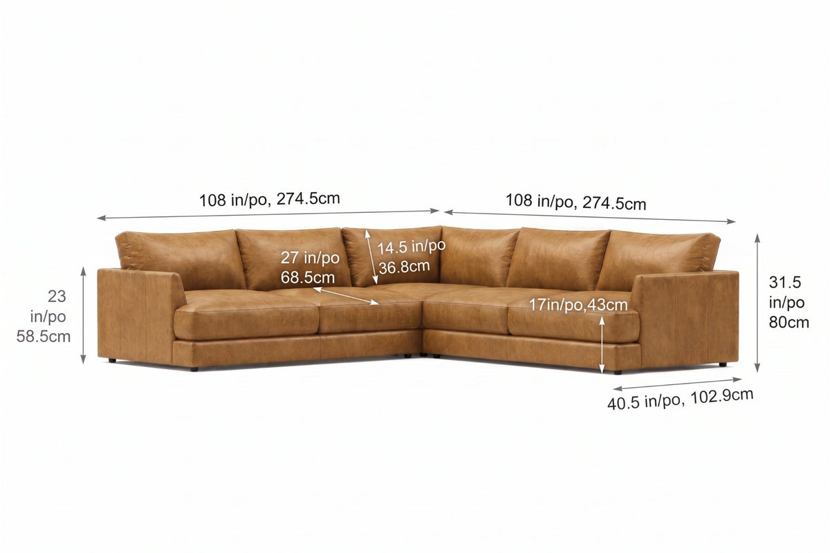 Serena Distressed Leather Corner Sectional Sofa