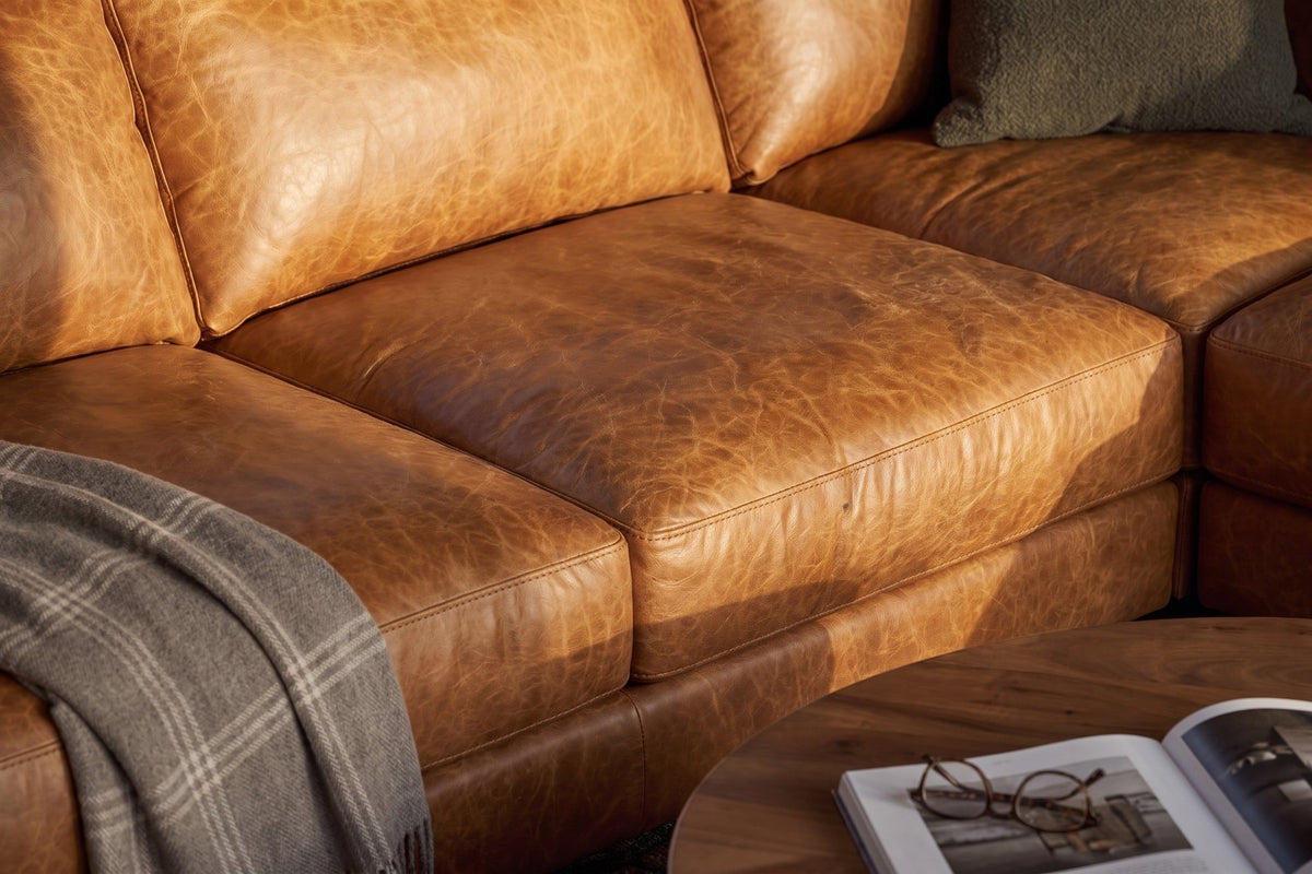Serena Distressed Leather Corner Sectional Sofa