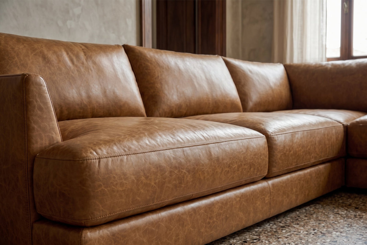 Serena Distressed Leather Corner Sectional Sofa