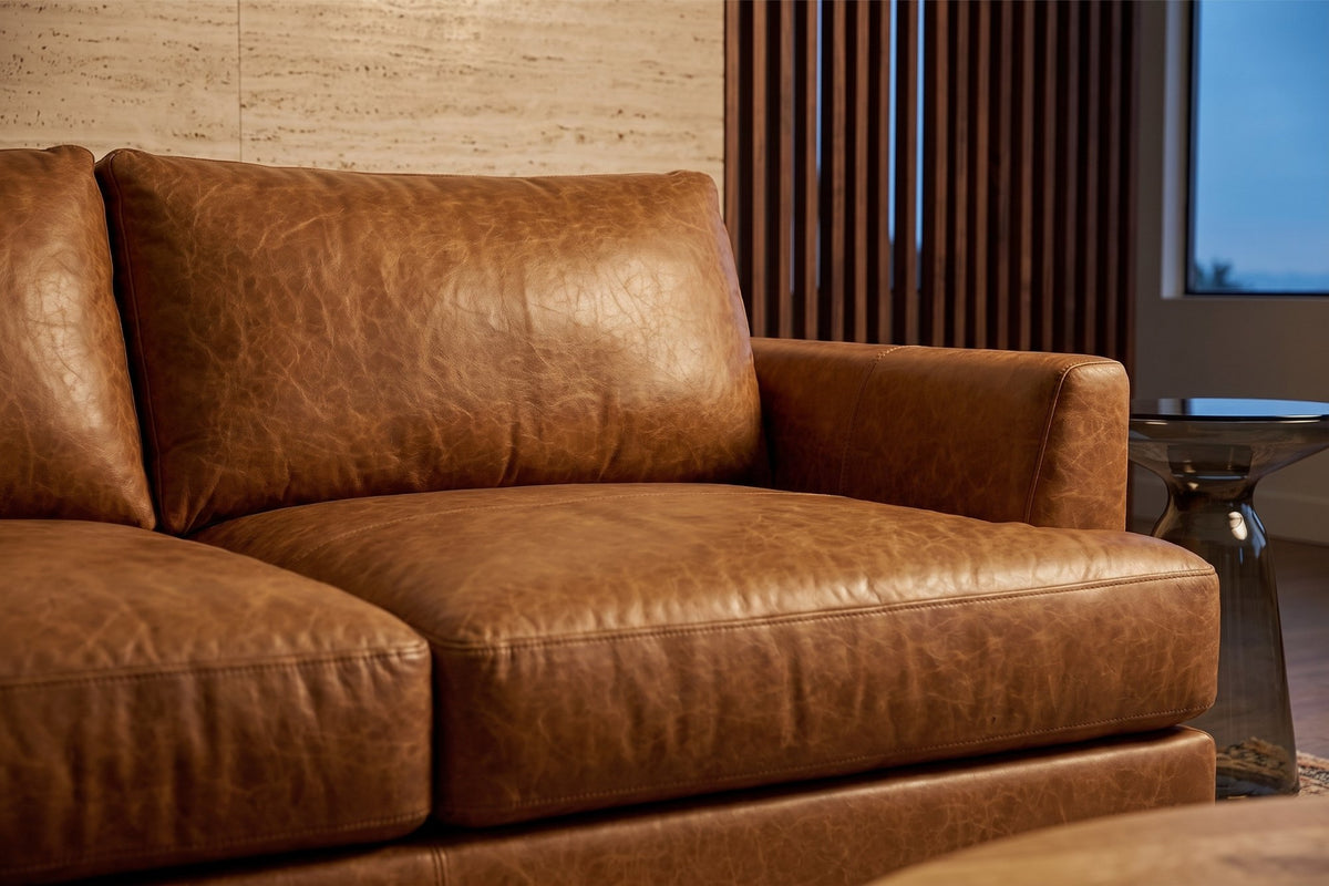 Serena Distressed Leather Corner Sectional Sofa