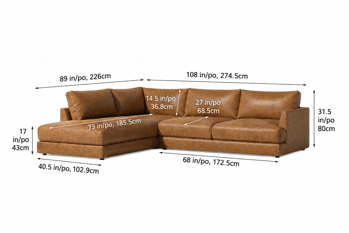 Serena Distressed Leather Sectional Sofa