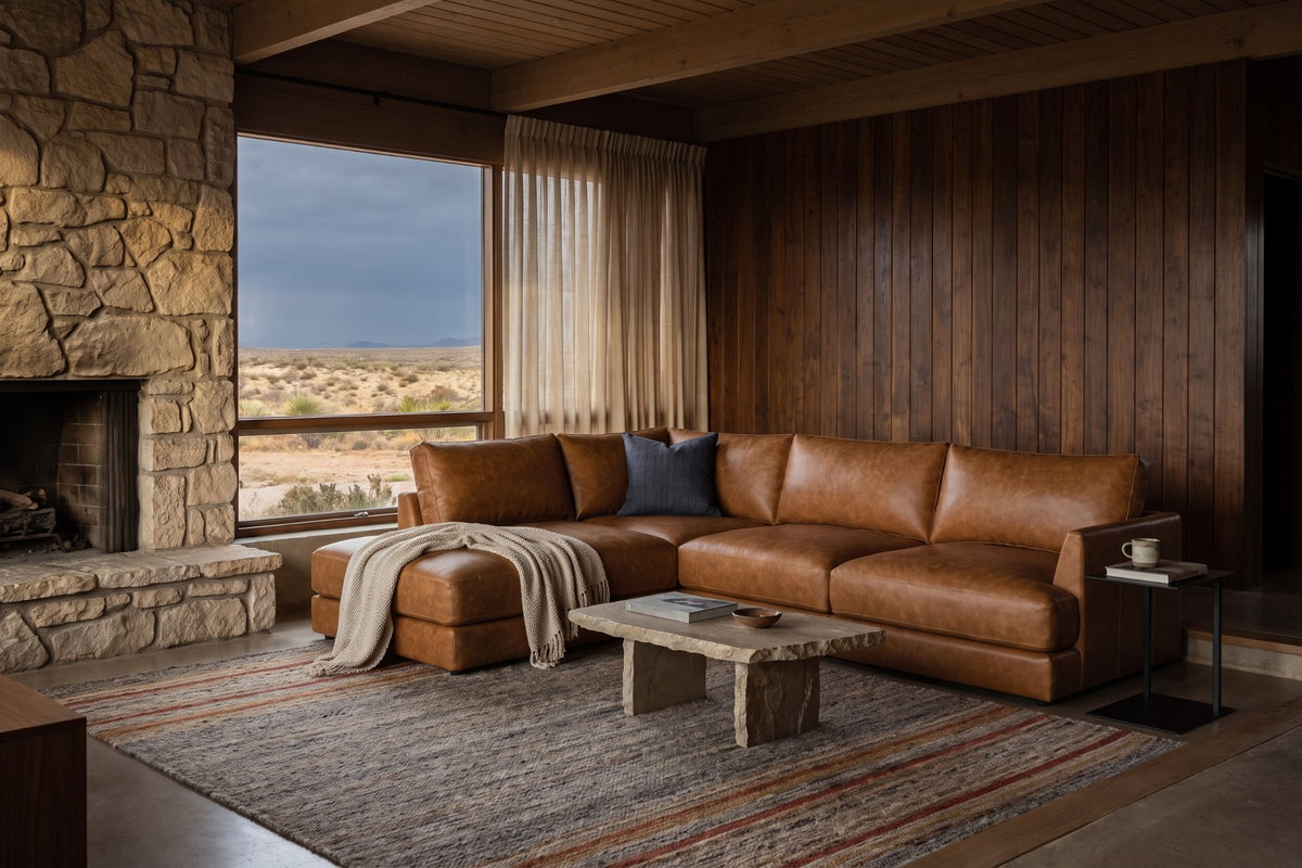 Serena Distressed Leather Sectional Sofa