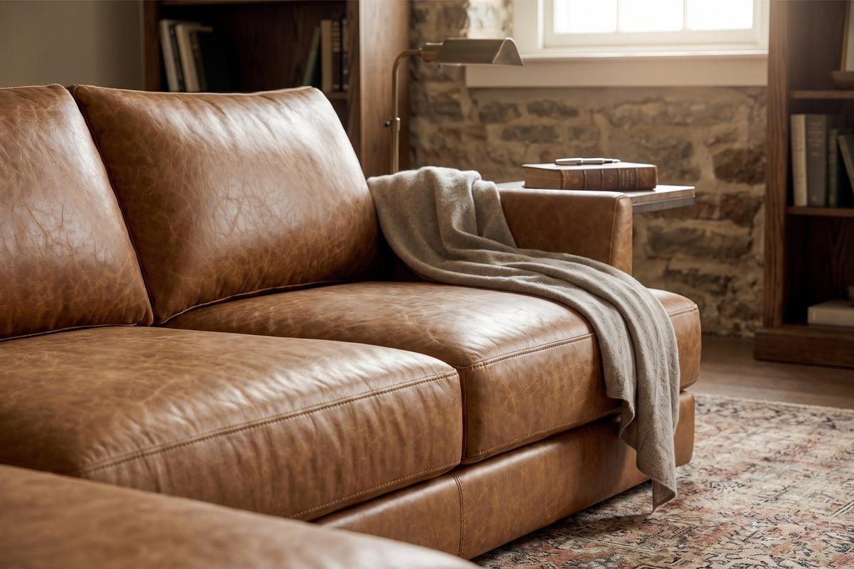 Serena Distressed Leather Sectional Sofa
