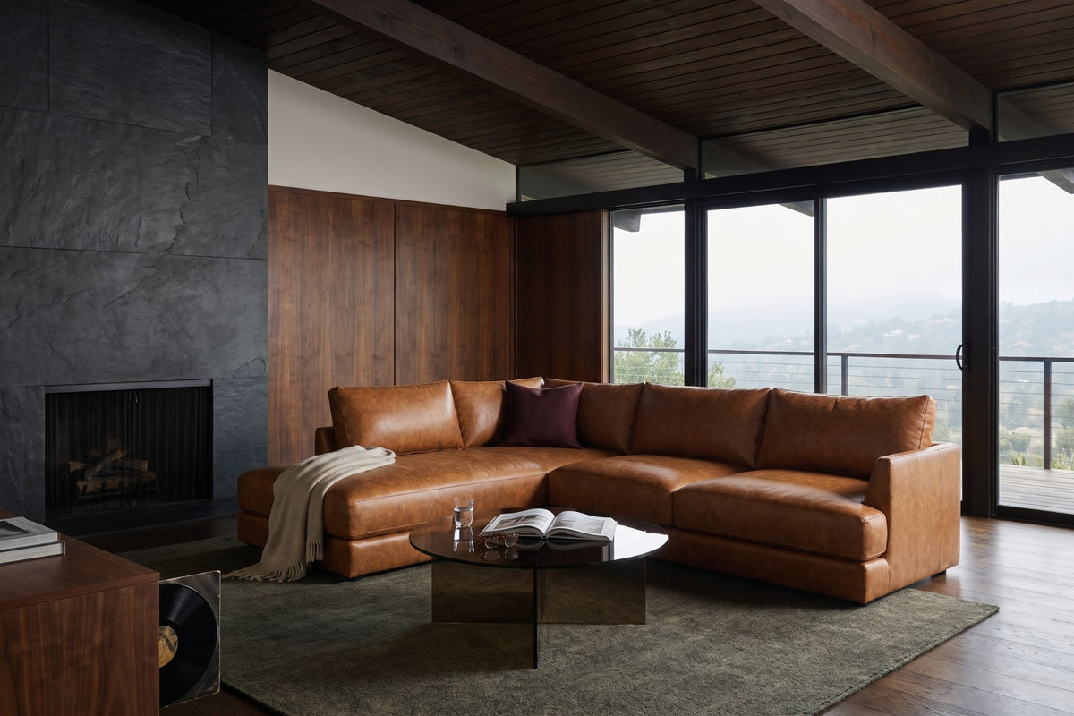 Serena Distressed Leather Sectional Sofa