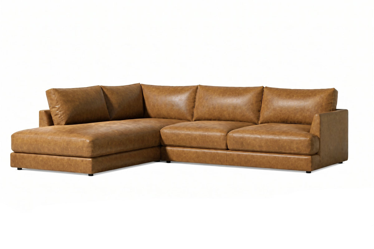 Serena Distressed Leather Sectional Sofa