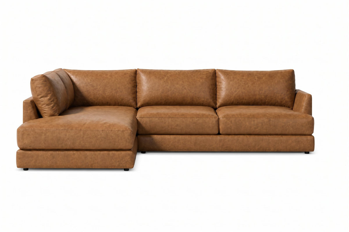 Serena Distressed Leather Sectional Sofa
