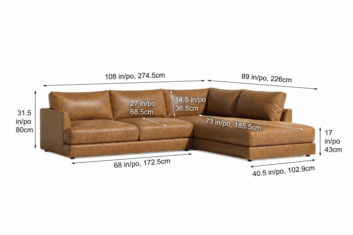 Serena Distressed Leather Sectional Sofa