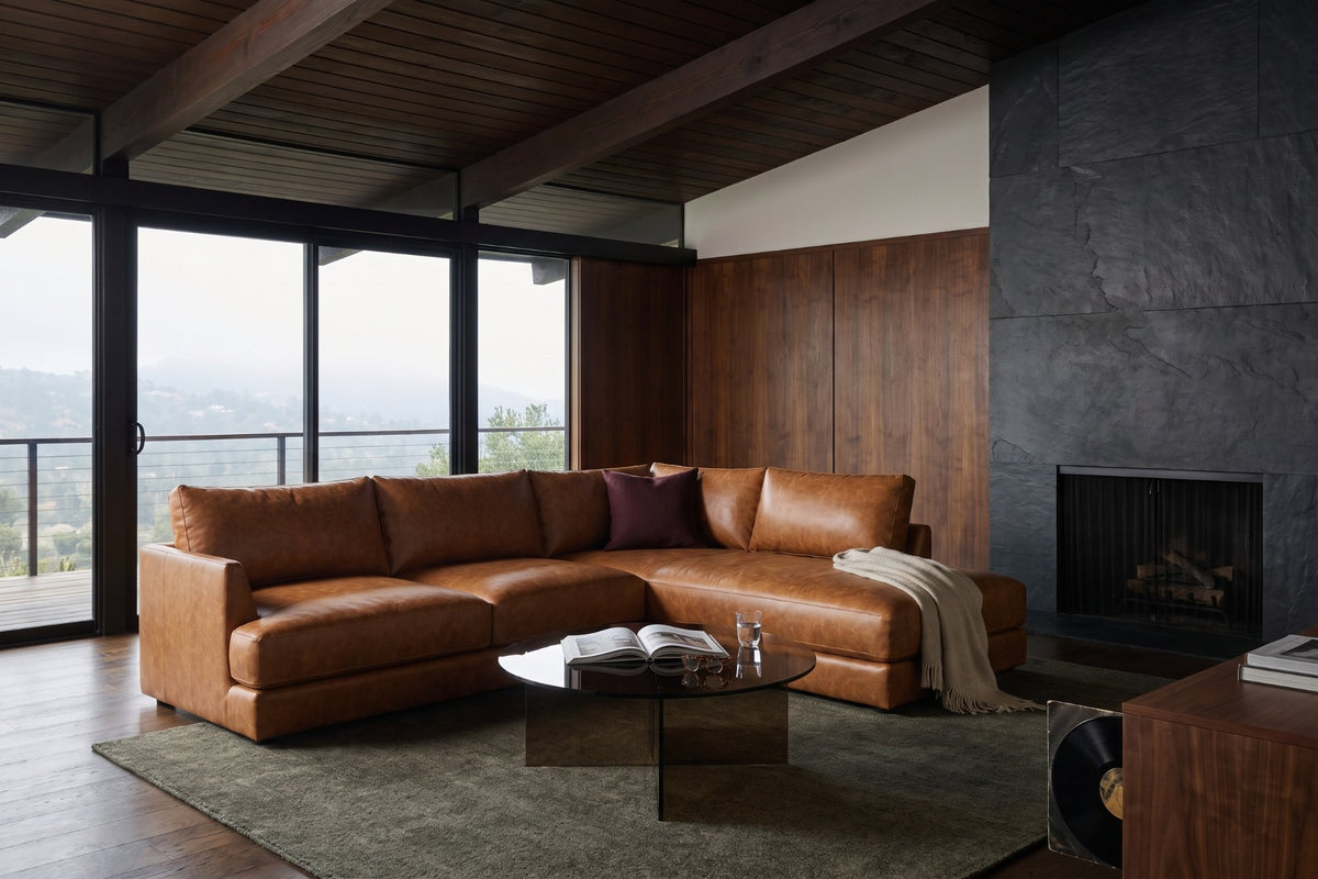 Serena Distressed Leather Sectional Sofa