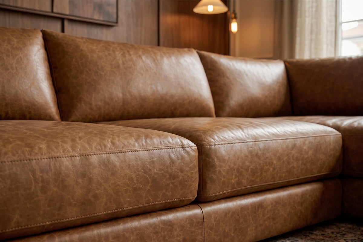 Serena Distressed Leather Sectional Sofa