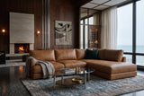 Serena Distressed Leather Sectional Sofa