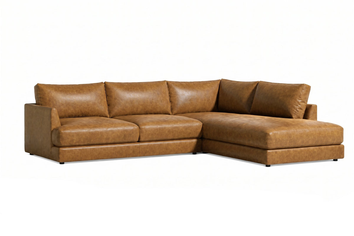 Serena Distressed Leather Sectional Sofa