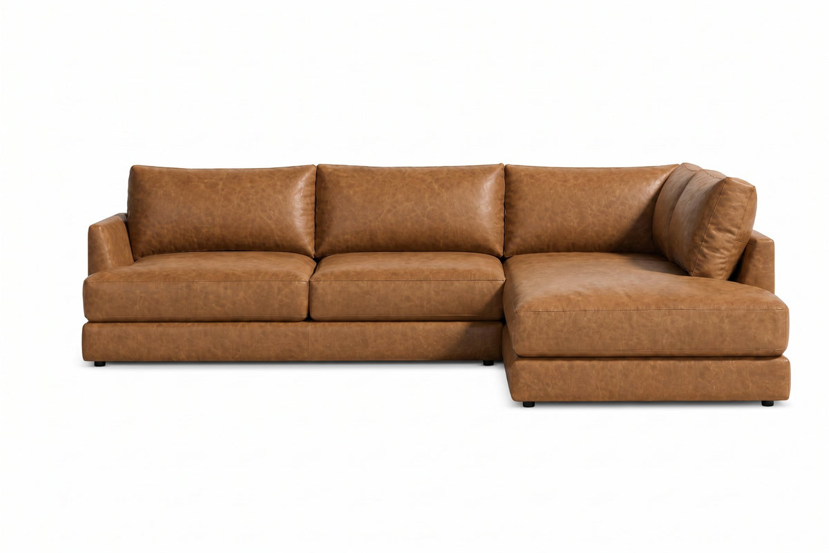 Serena Distressed Leather Sectional Sofa
