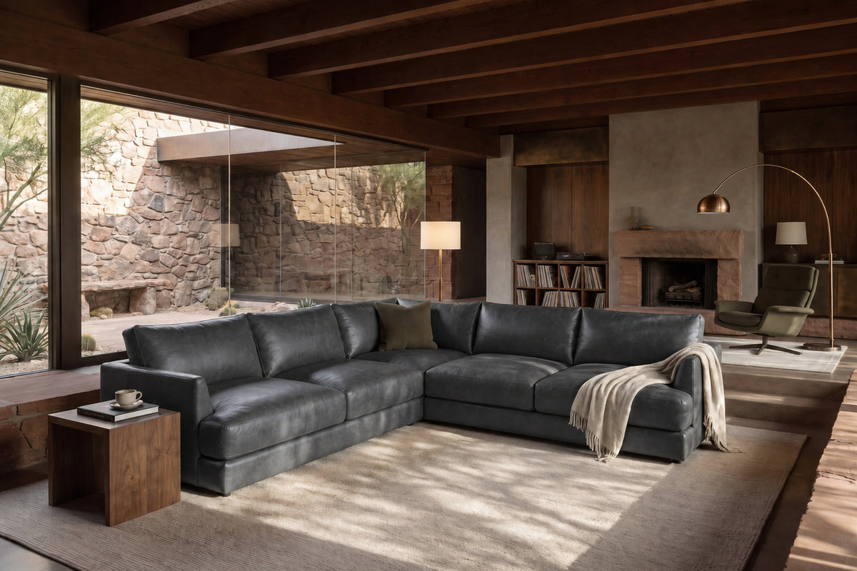Serena Distressed Leather Corner Sectional Sofa