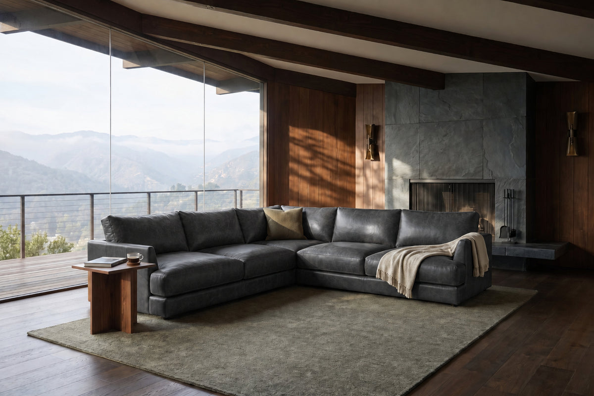 Serena Distressed Leather Corner Sectional Sofa