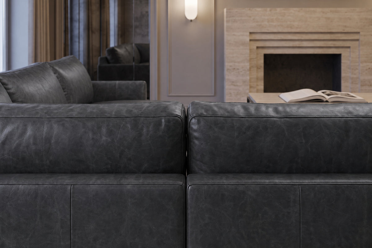 Serena Distressed Leather Corner Sectional Sofa