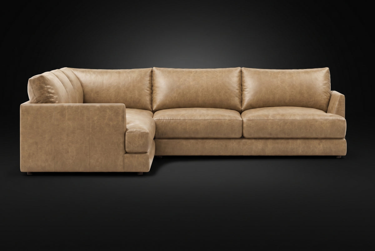 Serena Distressed Leather Corner Sectional Sofa