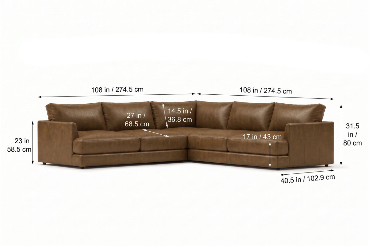 Serena Distressed Leather Corner Sectional Sofa