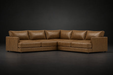 Serena Distressed Leather Corner Sectional Sofa