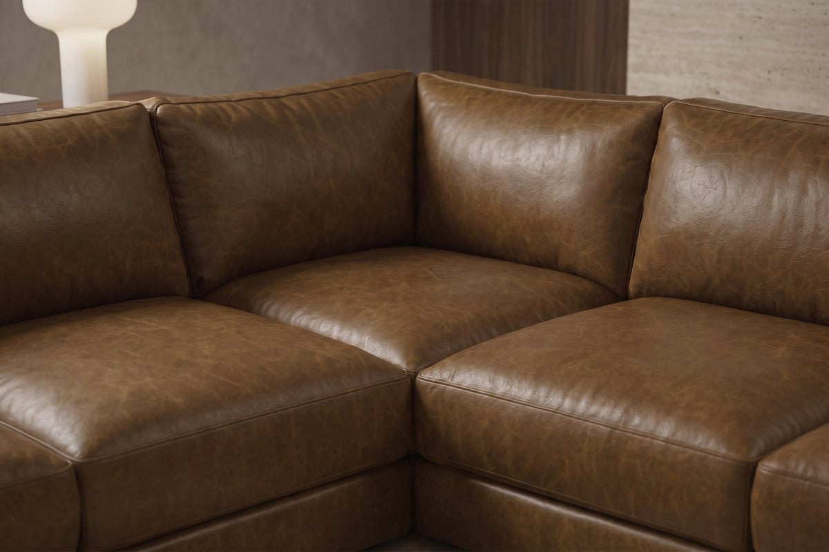 Serena Distressed Leather Corner Sectional Sofa