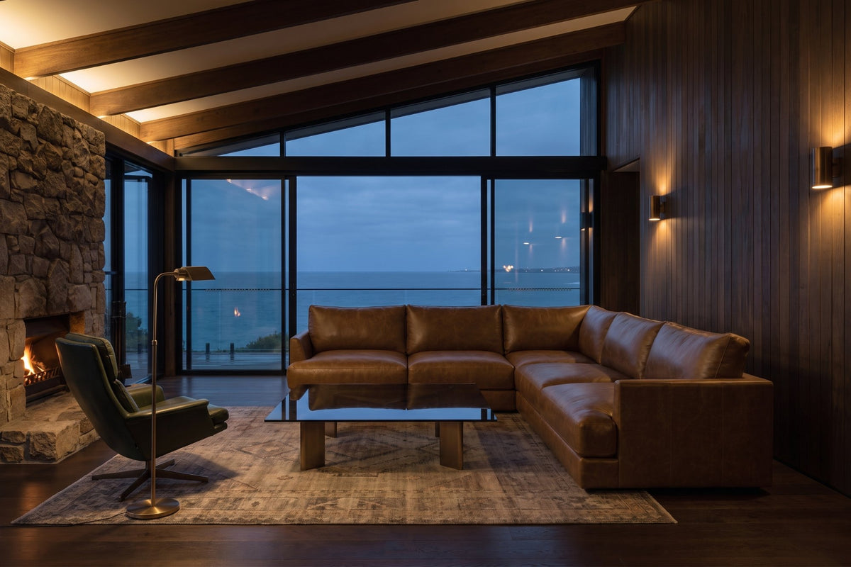 Serena Distressed Leather Corner Sectional Sofa