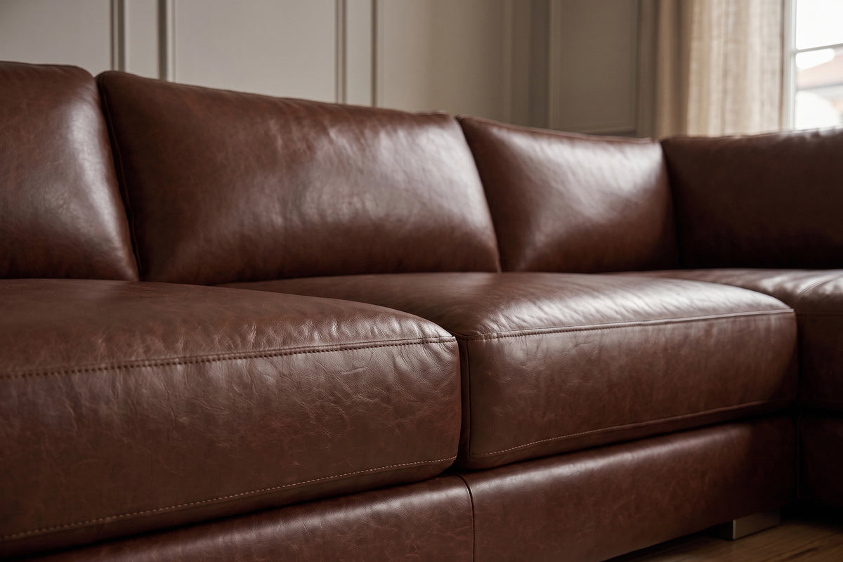 Serena Distressed Leather Sectional Sofa