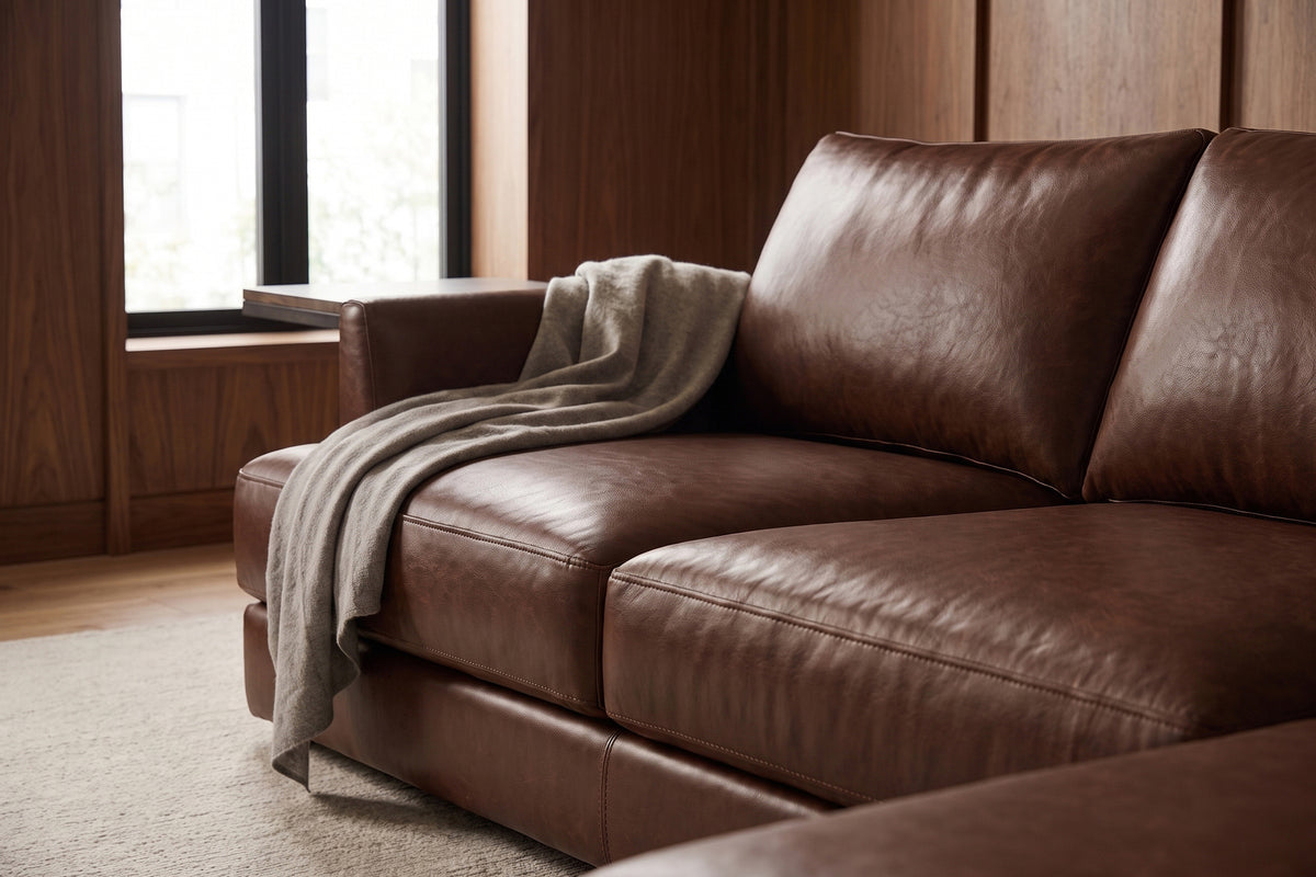 Serena Distressed Leather Sectional Sofa