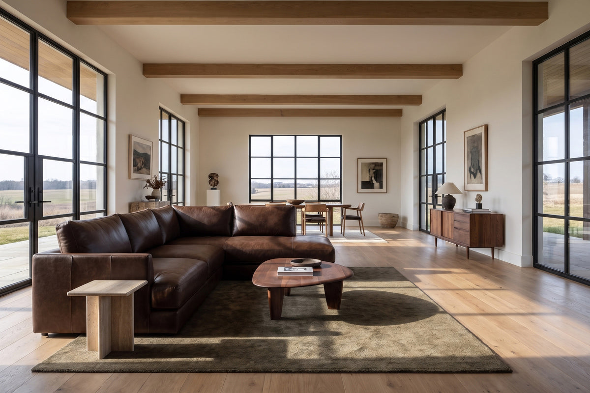 Serena Distressed Leather Sectional Sofa