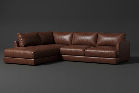 Serena Distressed Leather Sectional Sofa