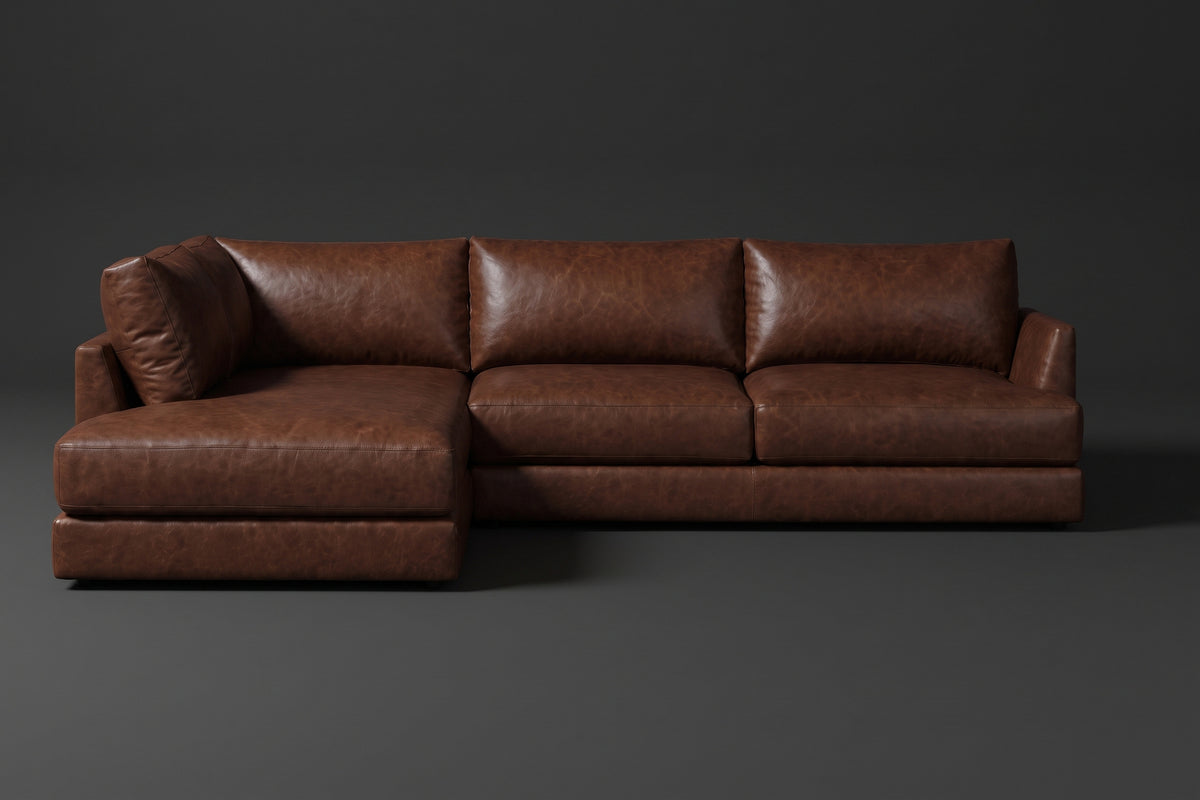 Serena Distressed Leather Sectional Sofa