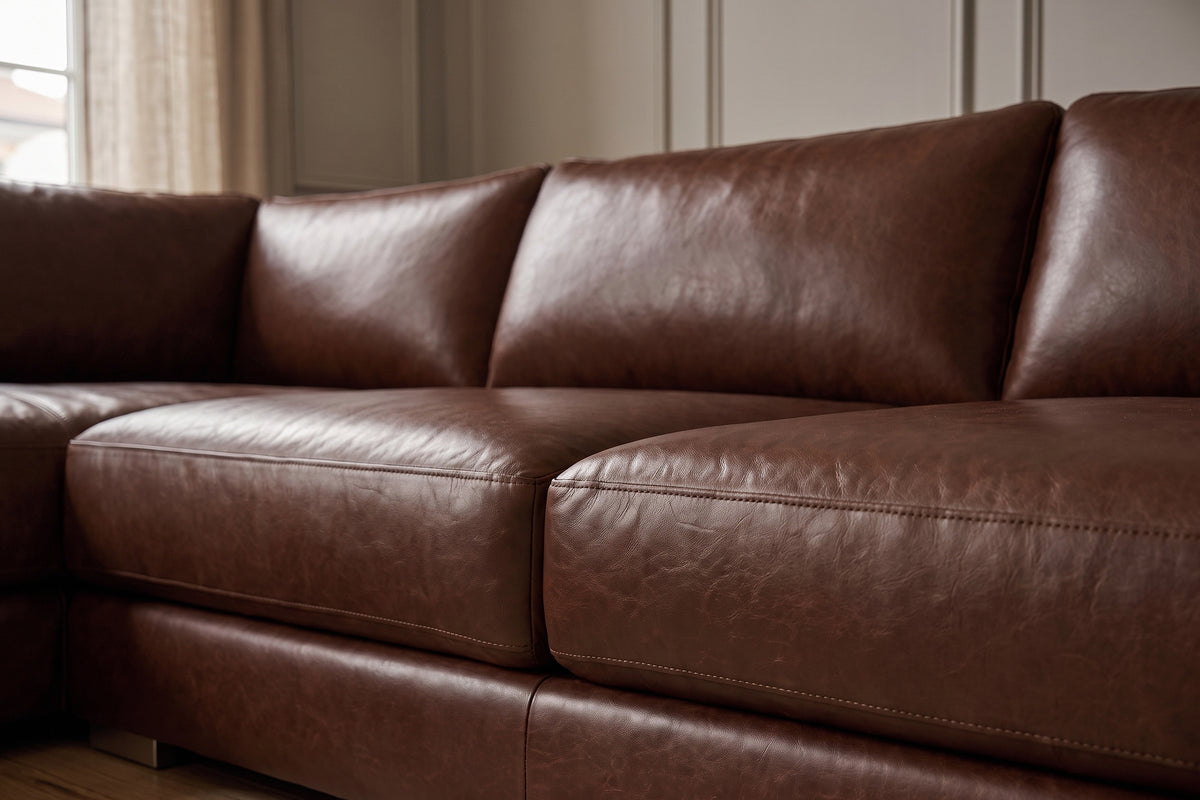 Serena Distressed Leather Sectional Sofa
