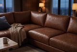 Serena Distressed Leather Sectional Sofa