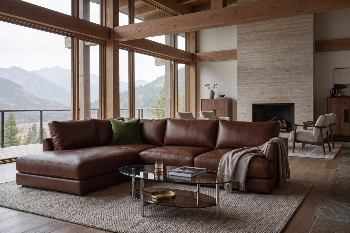 Serena Distressed Leather Sectional Sofa