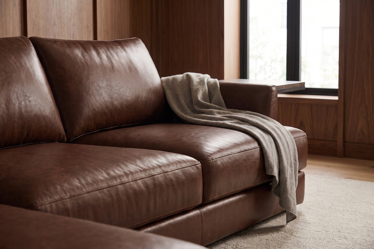 Serena Distressed Leather Sectional Sofa