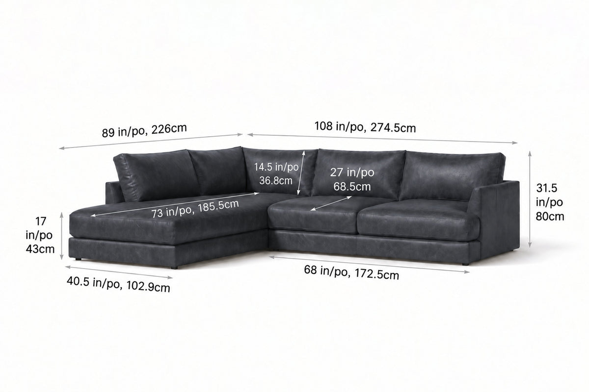 Serena Distressed Leather Sectional Sofa