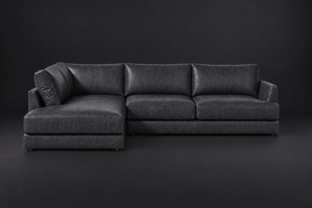 Serena Distressed Leather Sectional Sofa
