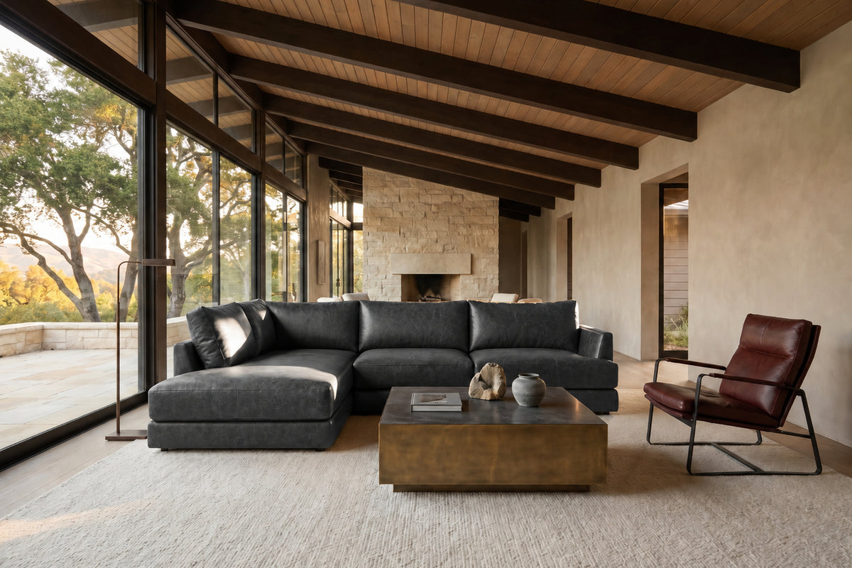 Serena Distressed Leather Sectional Sofa