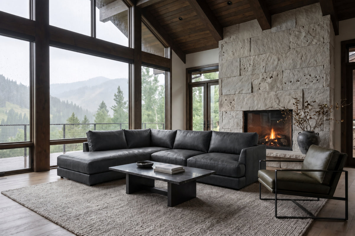 Serena Distressed Leather Sectional Sofa